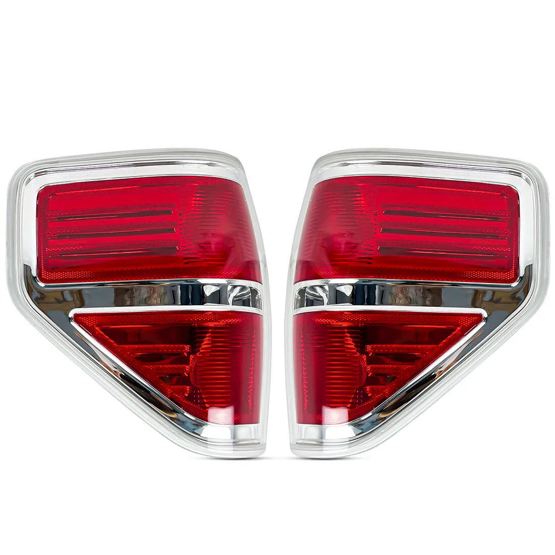 Red Lens LED Tail Lights Chrome Housing Without Light Bulbs For 2009-2014 Ford F150 product image