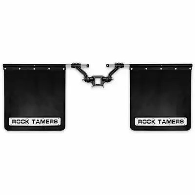 Rock Tamers Rock Tamers 2IN Hub Mudflap System Matte BlackStainless Steel Trim Plates
