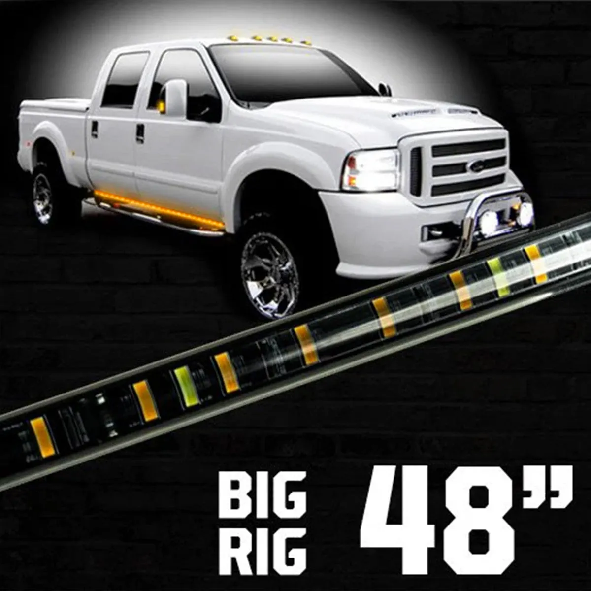 Recon Accessories 62inch Big Rig LED Running Light Kit in Amber - 2 Piece Set Includes Left And Right Side Fits All Extended And Quad Cab
