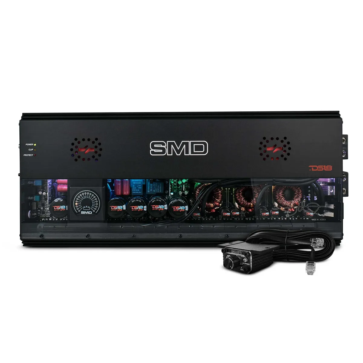 DS18 1-Channel | Class D | 8500 @ 1Ω | 5700 @ 2Ω | 3300 @ 4Ω Watts RMS | VM-1 Voltmeter Built-in | Digital LED Lights