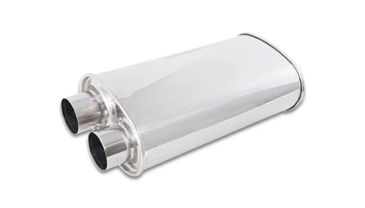 STREETPOWER Oval Muffler; Oval; 2.5 in. Inlet ID; 5 in. H; 9 in. W; 15 in. Body L; 23 in. Overall L; 2.5 in. Outlet ID; Same Side Location; product image