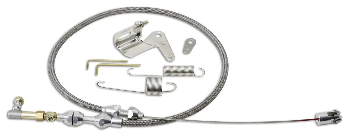 Duo-Pak Kit; Incl. Stainless Steel Throttle Cable/Carburetor Bracket/Return Spring; Stainless Steel Housing; 24 in. Long; product image