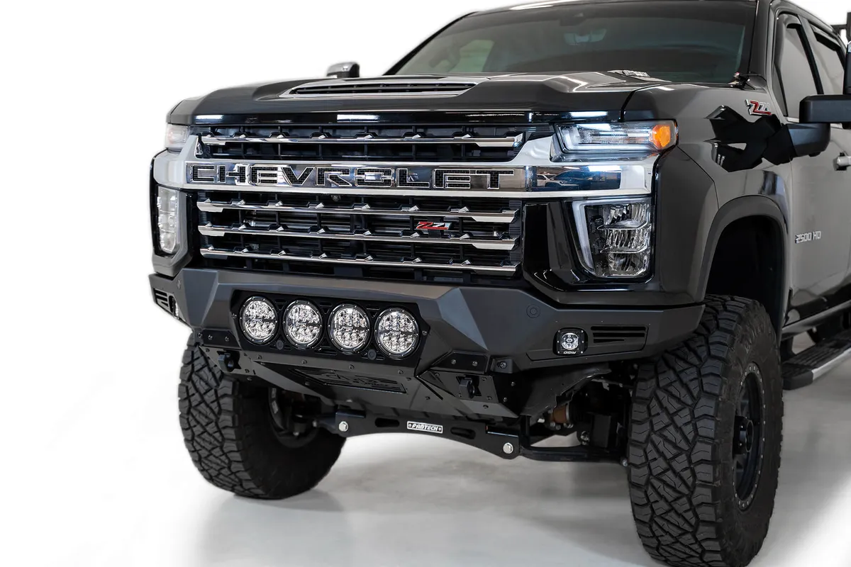 20c Silv 2500/3500hd Bomber Frnt Bumper W/4 Rigid 360 6in Mounts W/Parking Snsr Cutouts product image