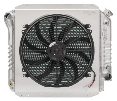1966-1977 Ford Bronco Aluminum Performance Radiator With Thinner Core 16 Inch Fan and Shroud Kit product image