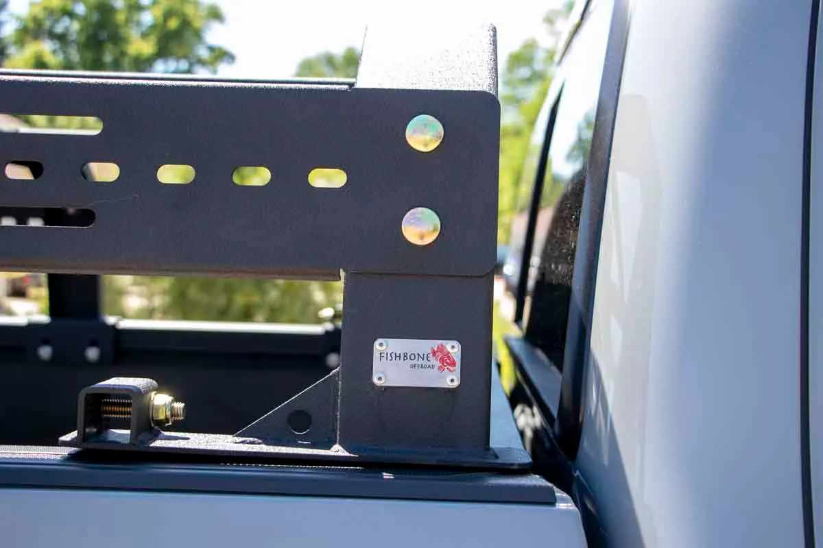 Black textured powder coat, 10-Gauge steel, Stainless Steel hardware, Half Height Tackle Rack measures 12.5 in. off of top of bed rail product image