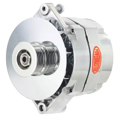 Power Master Alternator; 12si; 150 Amp; 100 Idle; 6 Groove Pulley; Baffle; Polished;