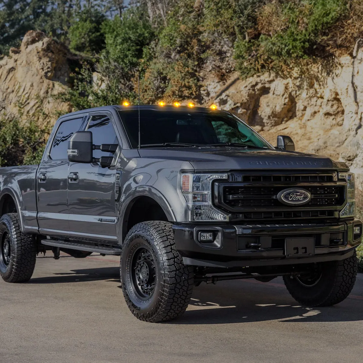 Ford 17-23 Superduty 5-Piece Set Clear Cab Roof Light Lens With 2-Way Forward Rear Facing White Ultra High-Power Leds - Attn This Cab Light Set is For a Fresh Install on a Truck That Did Not Come With OEM Cab Roof Lights no Square Hole Required - on product image