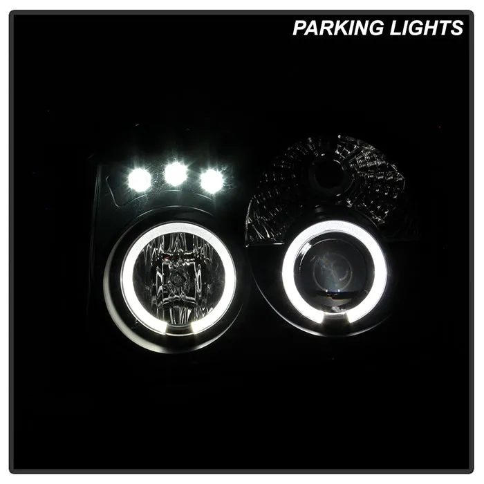 ( Spyder Signature ) Jeep Grand Cherokee 05-07 Projector Headlights - LED Halo - LED ( Replaceable LEDs ) - Black - High H1 (Included) - Low 9006 (Not Included) product image