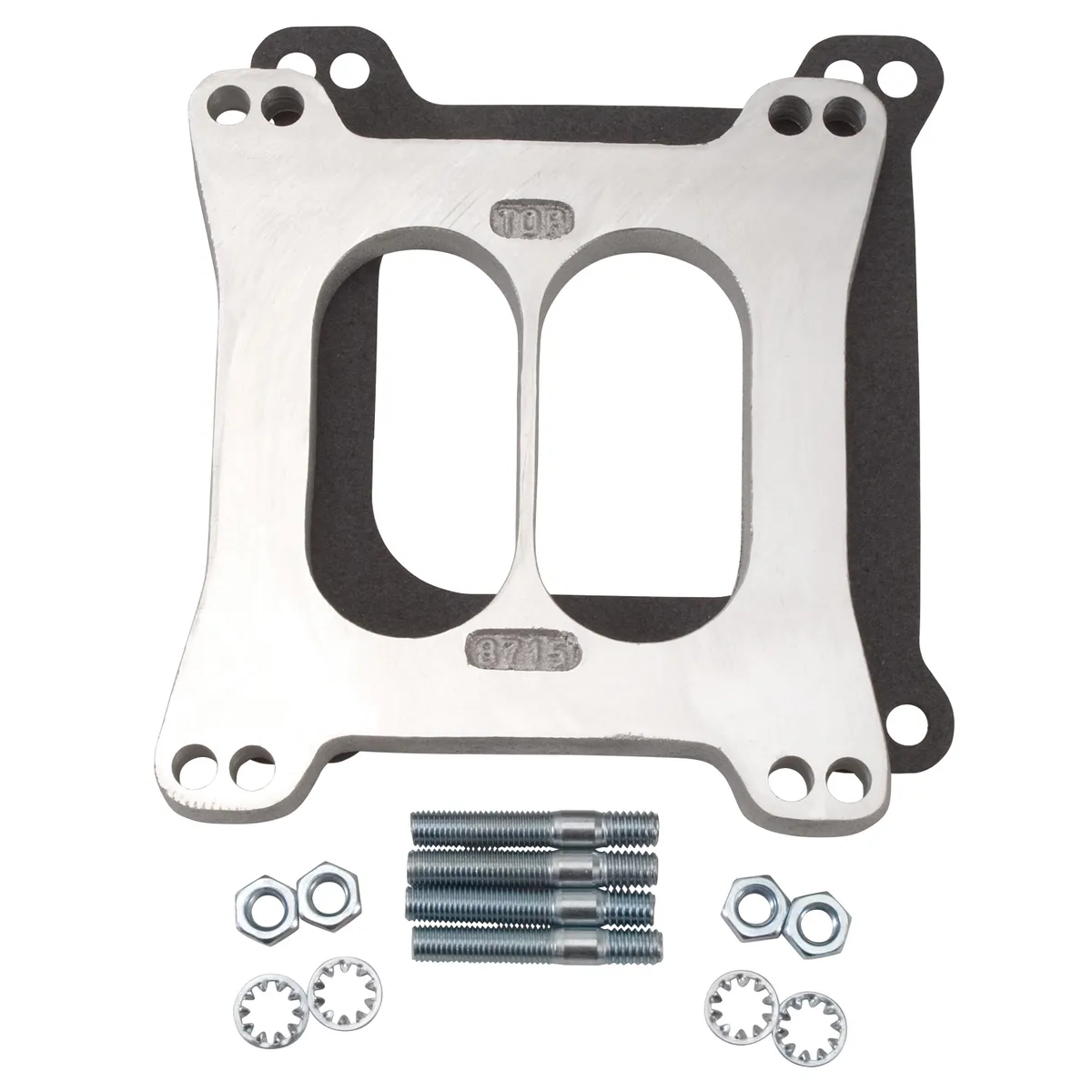 Edelbrock 8715 Carburetor Spacer #8715 Divided Center 1/2in Thick For 2-Plane Manifolds product image