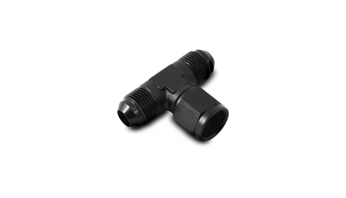 Tee Adapter Fitting; -16AN; 6061 Aluminum; Black Anodized; w/Female -16AN Swivel On Side; product image