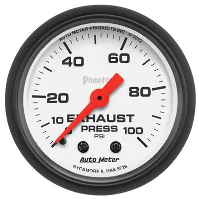 AutoMeter Gauge, Exhaust Press, 2 1/16", 100psi, Mechanical, Phantom