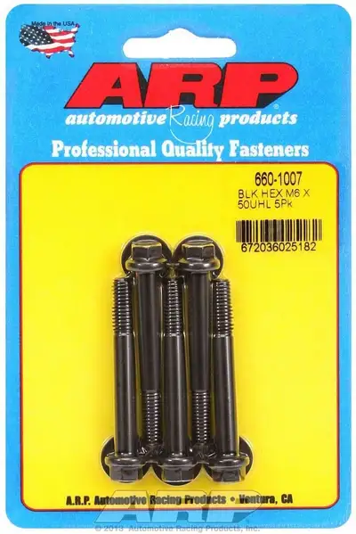 ARP Auto Racing M6 X 1.00 X 50 Hex Black Oxide Bolts