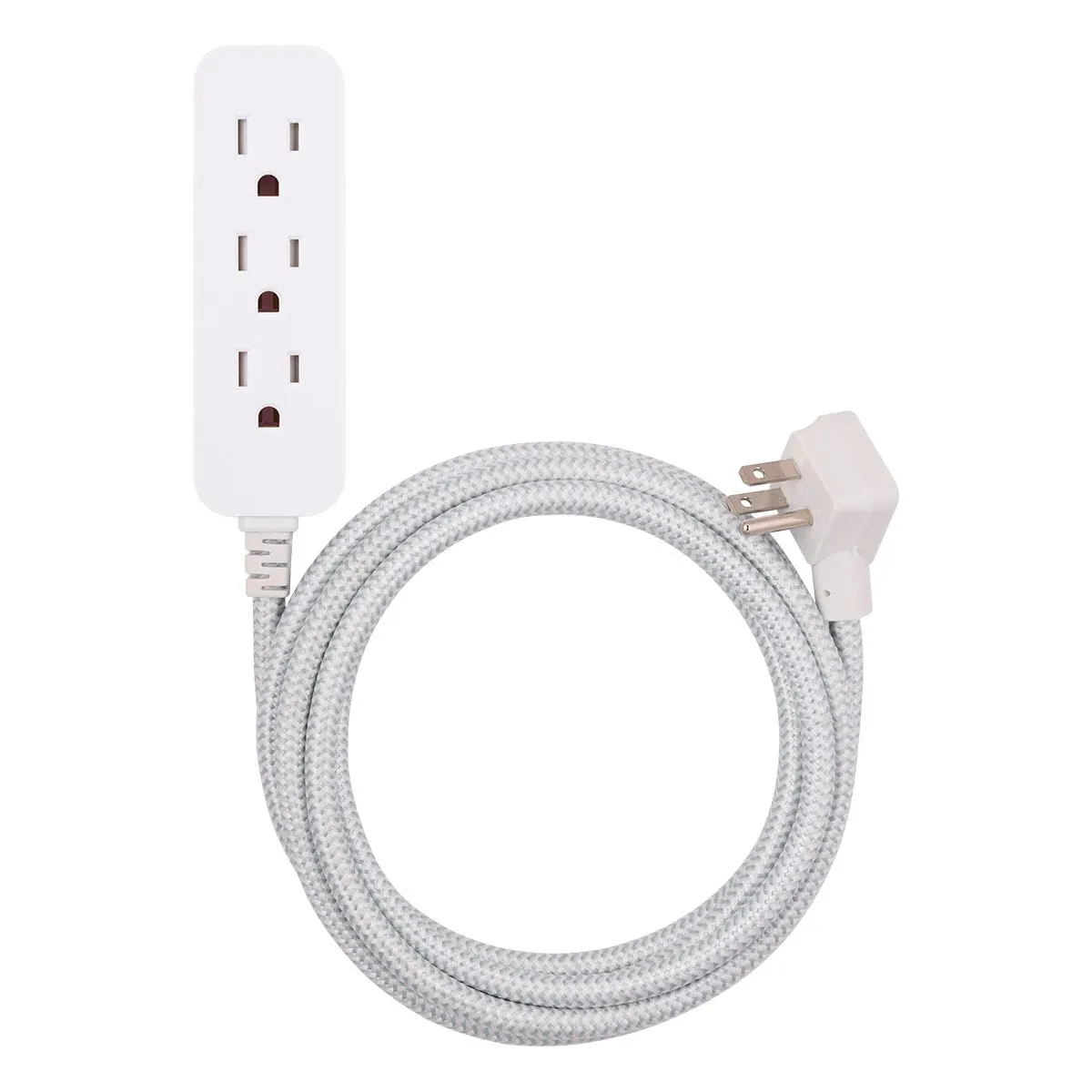 Cordinate 3-Outlet 10ft. Braided Extension Cord, White/Gray product image