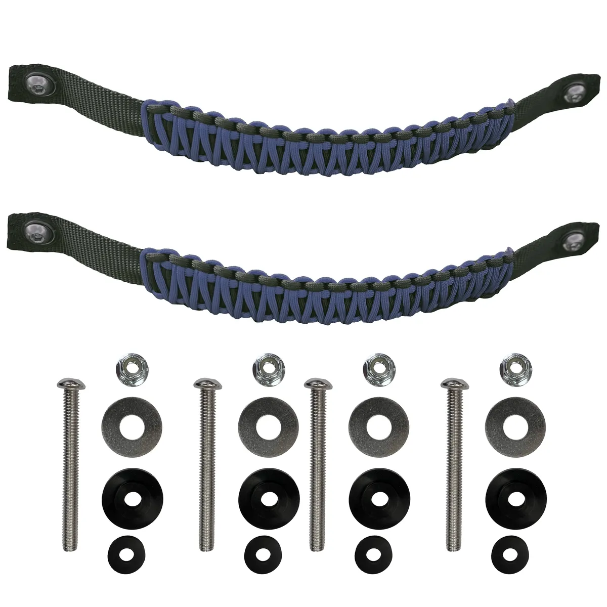 Paracord Grab Handles Front Pair Bolt-On For Jeep Wrangler Jl, Jlu & Gladiator 2018-2025 - 550 Paracord | Bartact | Black / Royal Blue product image