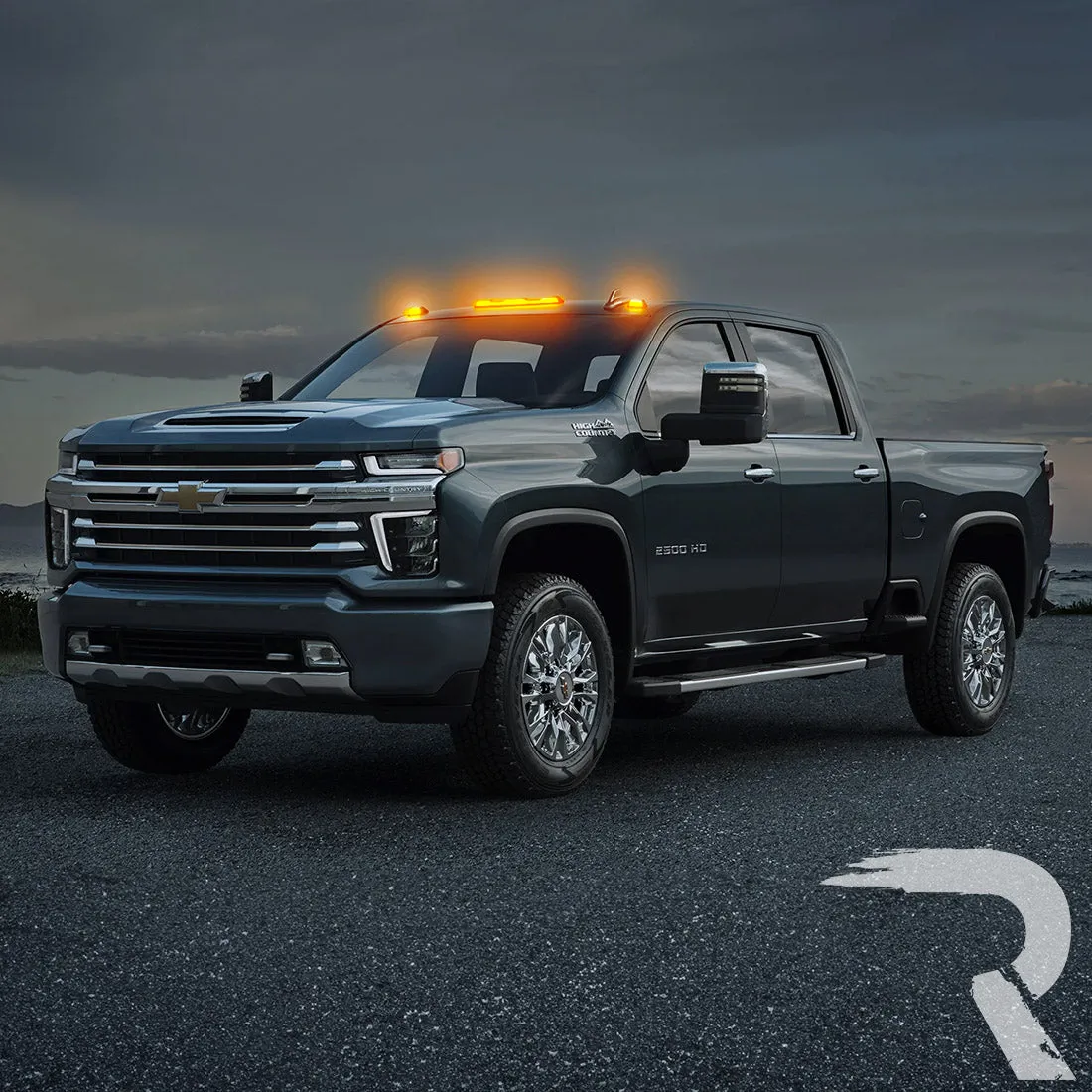 Gmc Chevy 20-23 4th Gen Body Style Heavy-Duty 3-Piece Set Amber Cab Roof Light Lens With 2-Way Forward Rear Facing Amber Ultra High-Power Leds - Includes Complete Wiring Kit For Installation on Truck That Did Not Come With OEM Installed Cab Roof product image