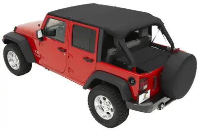 Bestop Jeep Bikini Top Header Safari Bikini Tops For Jeep 2007-2009 Wrangler JK 4 Door Black Diamond Fabric Bestop