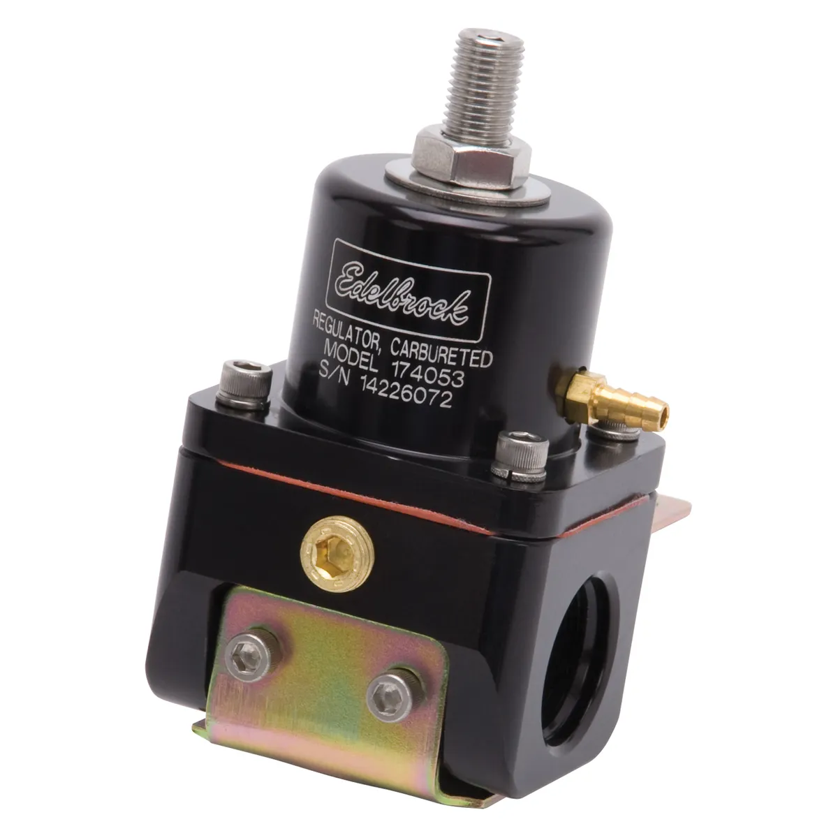 Edelbrock 174053 Carbureted Adjustable Bypass Fuel Pressure Regulator (180 GPH) in Black Finish product image