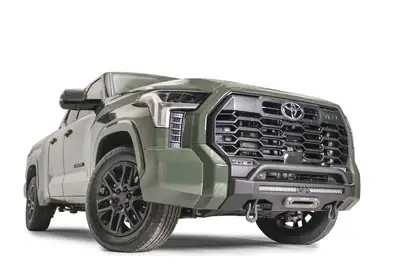 Fab Fours Winch Mount; 2 Stage Black Powder Coated; w/Pre-Runner Guard;