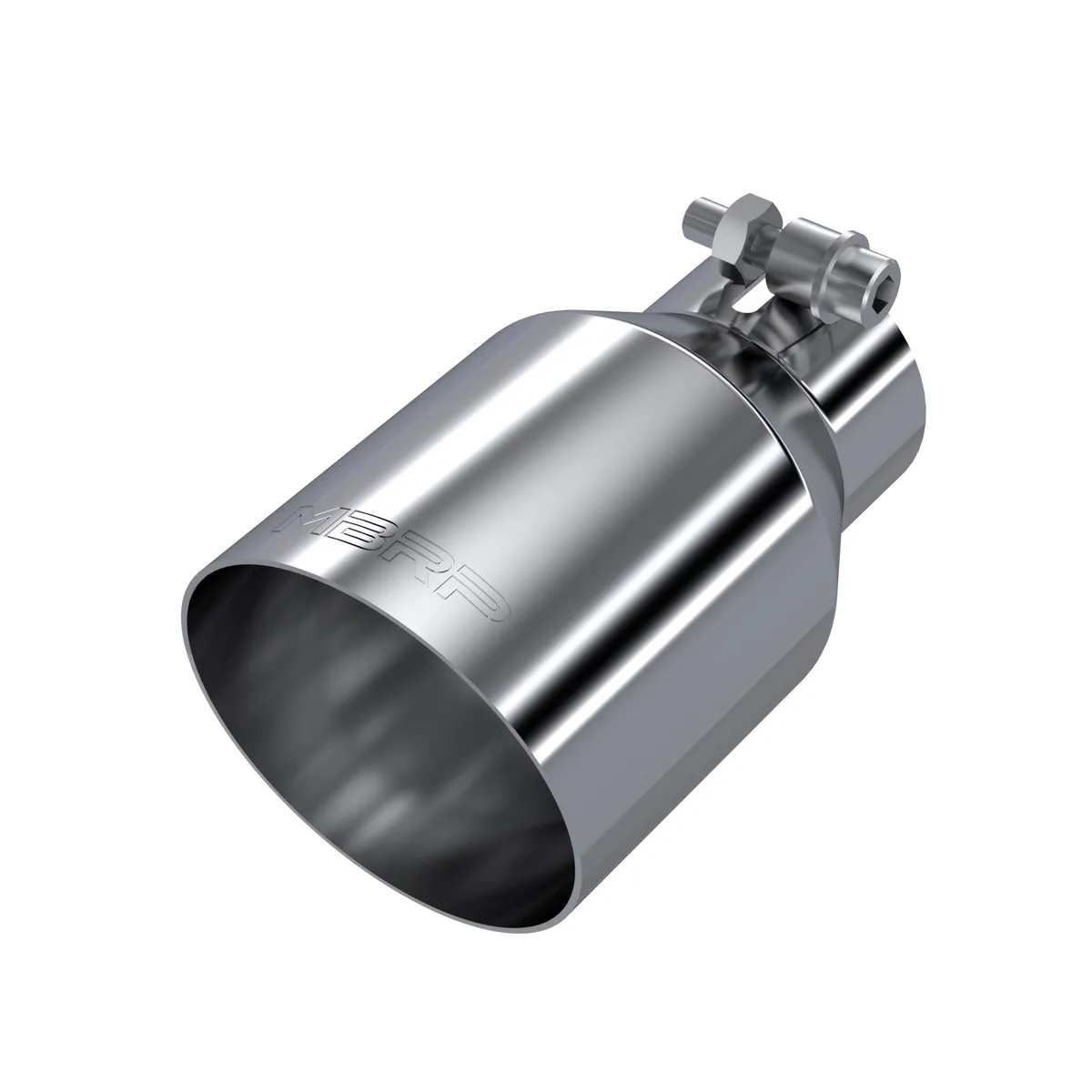 MBRP Exhaust Armor Pro Exhaust Tip; 2.5 in. Inlet Diameter; 4 in. Outlet Diameter; Single Wall Angle Cut; 6.5 in. Length; T304 Stainless Steel;