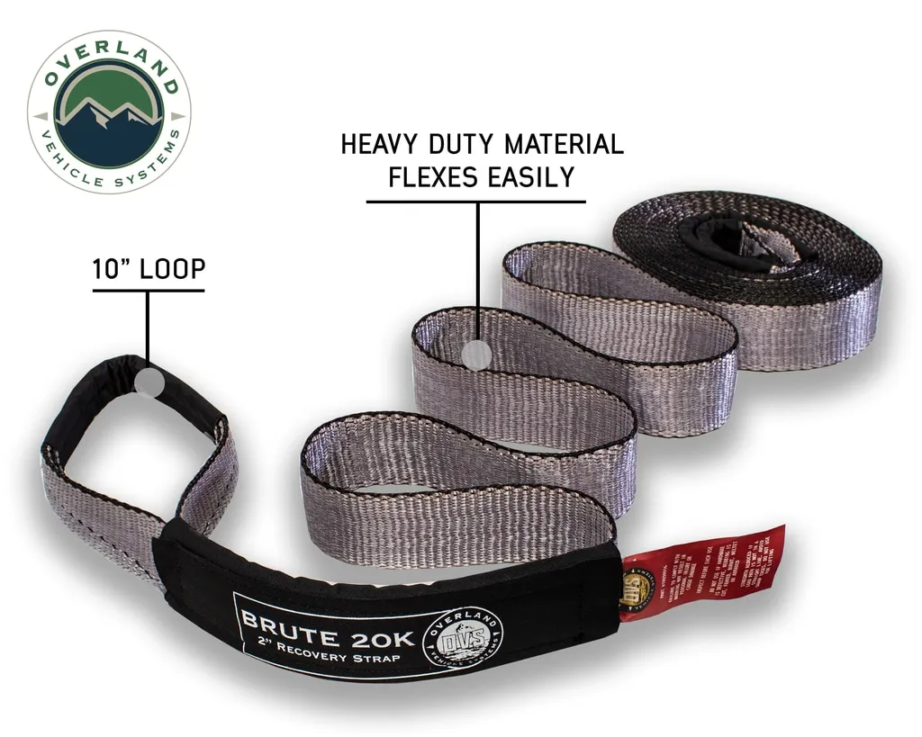 Tow Strap 20000 lbs - 2 x 30' Gray With Black Ends Overland Vehicle Systems product image