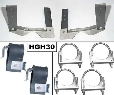 Pypes Performance exhaust Exhaust System Hanger Kit 64-72 GTO Incl Pair Muffler Hangers/Tailpipe Hangers/(4) 2.5 in U Clamps Natural 304 Stainless Steel Pypes Exhaust