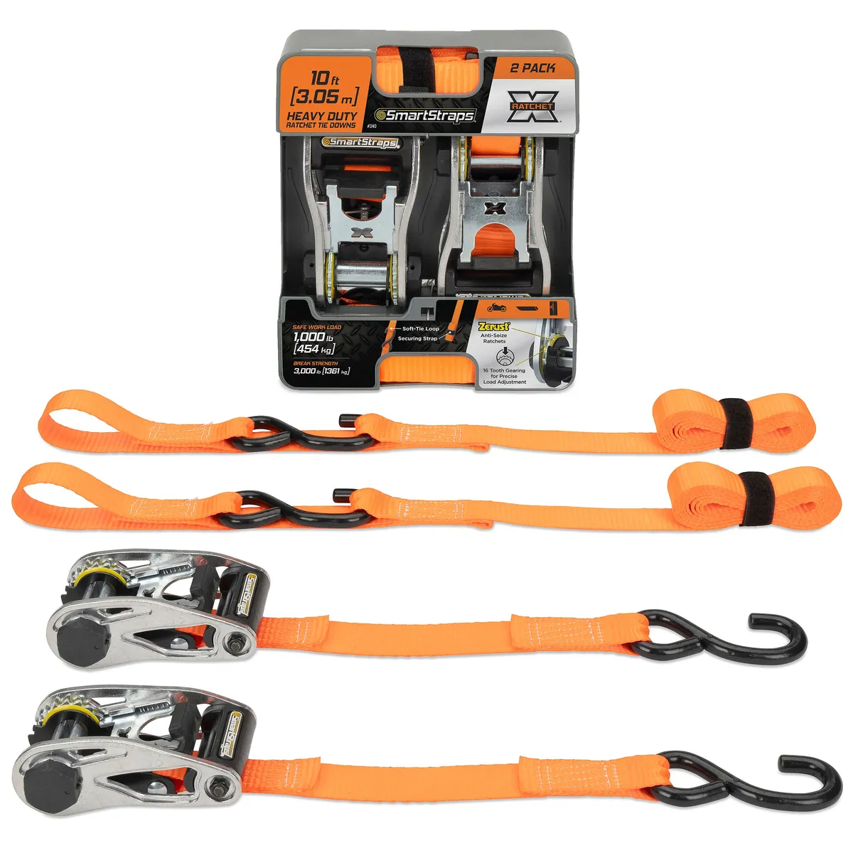 14ft 3000lb Ratchetx Ratchet Tie Down 4 pk Orange product image