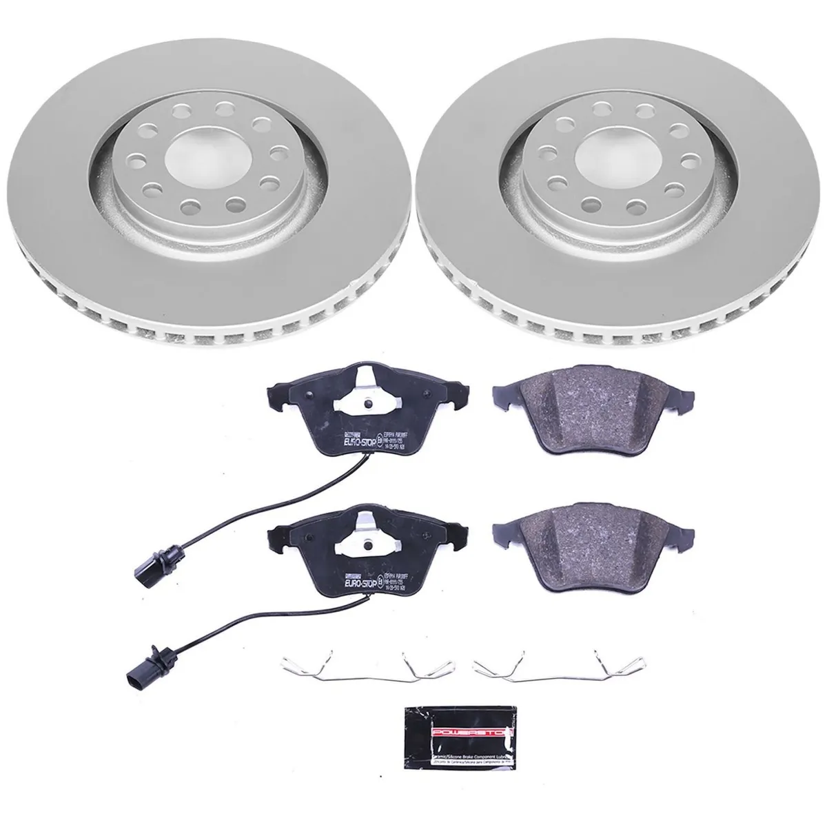 Euro-Stop Kit: Genuine Geomet Fully Coated Rotors; Ece-R90 Certified Pads W/Hardware product image