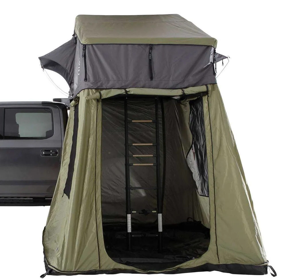 Nomadic 4 Extended Roof Top Tent With Annex - Dark Gray Base With Green Rain Fly & Black Cover, Black Aluminum Base, Black Ladder product image