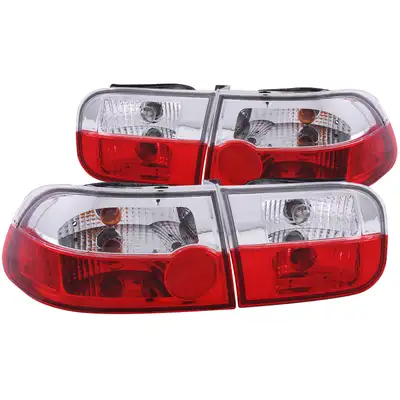 ANZO USA Honda Civic 92-95 2/4dr Tail Lights Chrome Red/Clear Lens 2pc