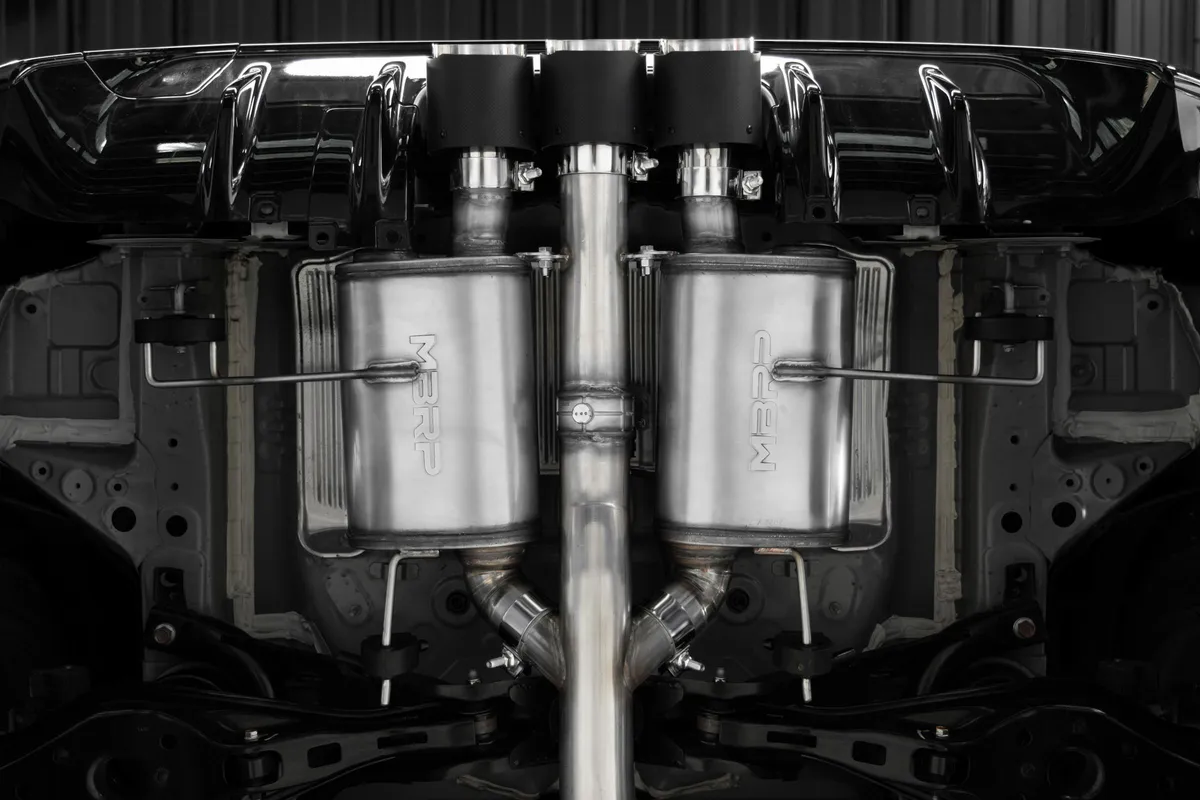 23-Up Honda Civic Type R 2.0L 3 Inch Cat-Back Exhaust System Armor Pro T304 Stainless Steel Triple Center Outlet with Carbon Fiber Tips Active Exhaust MBRP product image