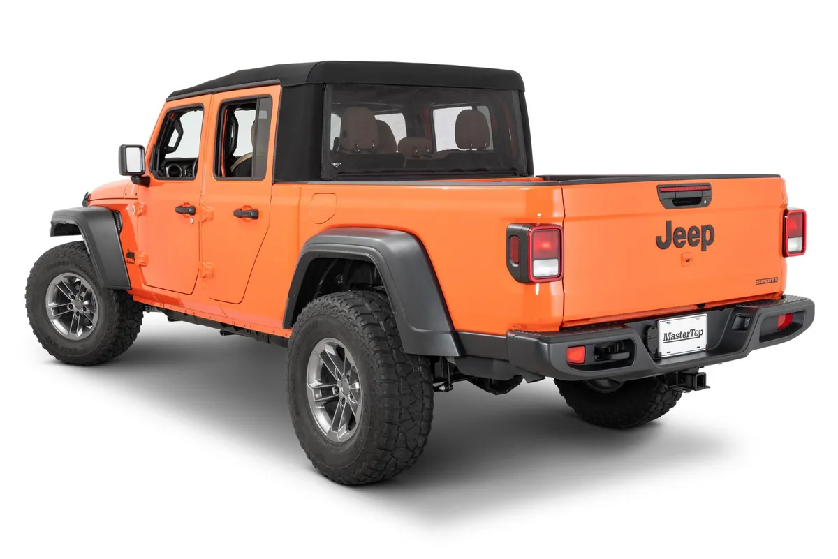 Mesh Trail Screen Rear Window 2020-2024 JT Gladiator with Factory Soft Top 1 Piece Kit Black Mesh MasterTop product image