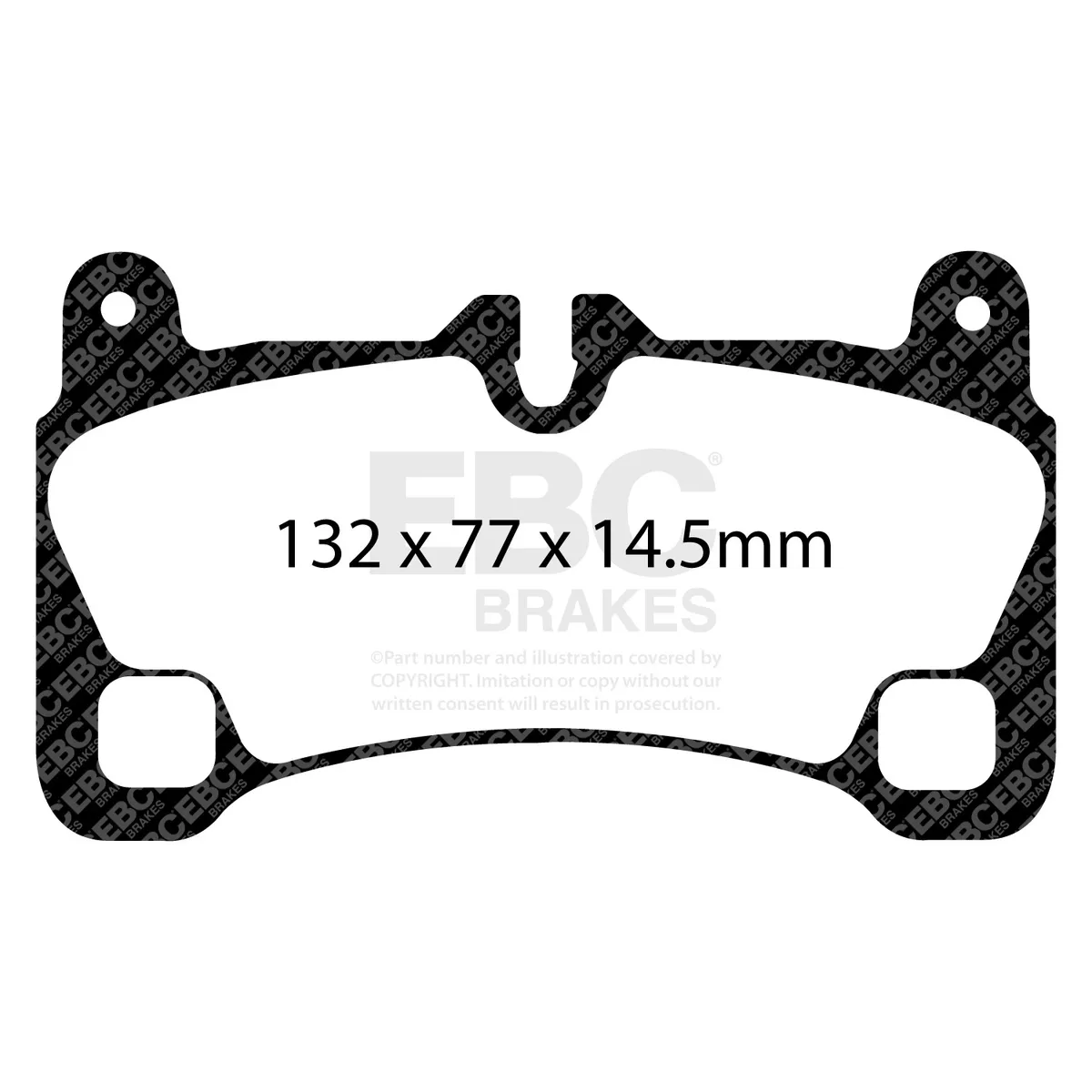 Truck/SUV Extra Duty Brake Pads; FMSI Pad No. D1350; Vented; 358mm Dia.; 74mm Height; 28mm Thick; 85mm Center Hole Dia.; Pad Dimensions: 132 x 77 x 14.5mm; product image