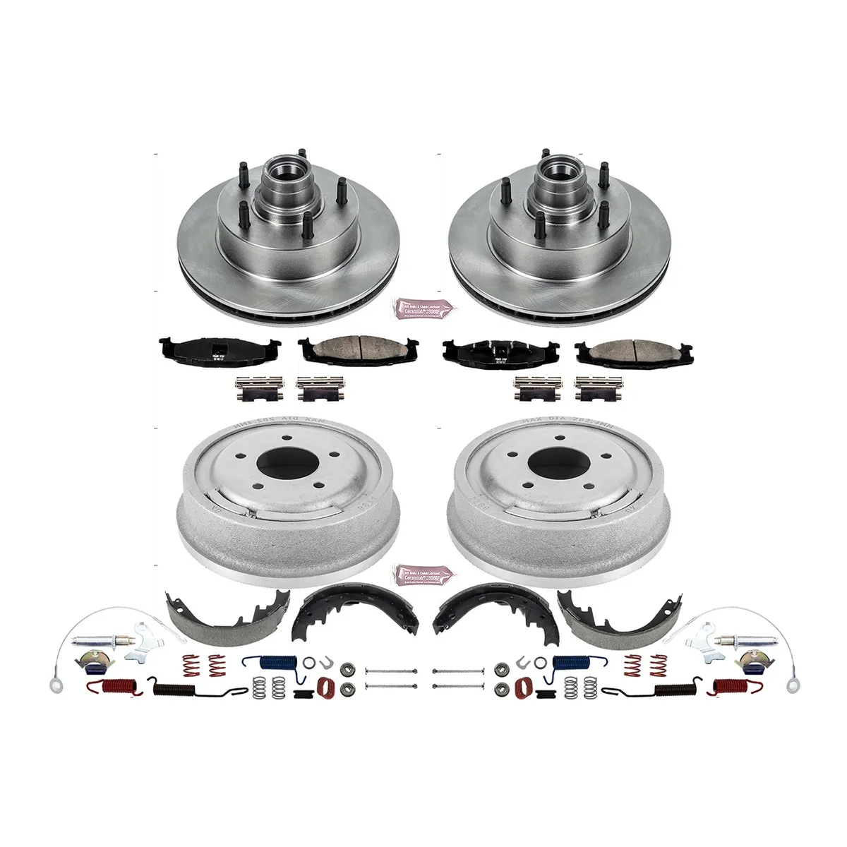 Z17 Direct Replacement Kit: Rotors; Ceramic Pads W/Hardware; Coated Drums; Shoes W/Hold Down And Adjuster Kit product image
