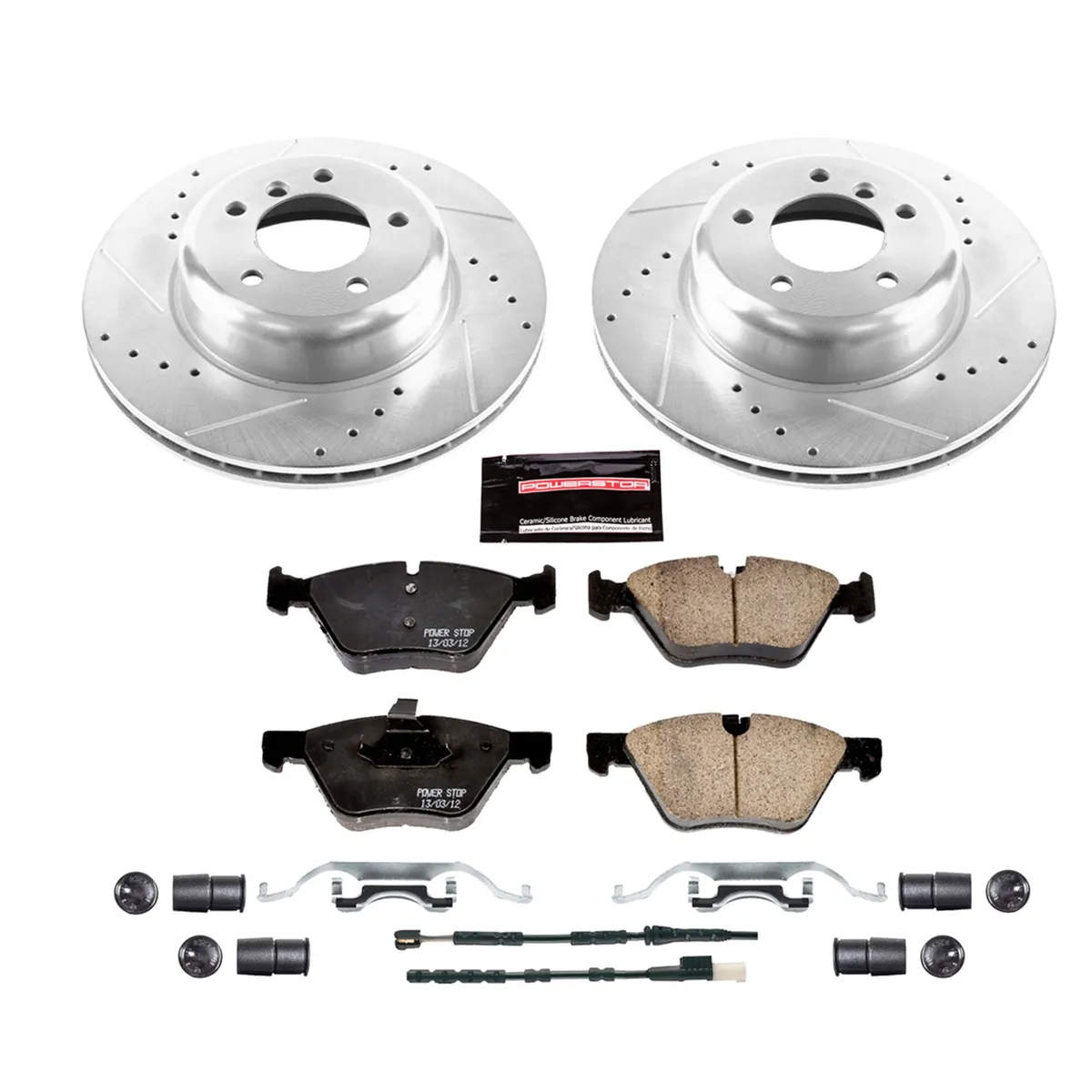 Z23 Evolution Sport Upgrade Kit: Drilled/Slotted Rotors; Carbon-Fiber Ceramic Pads W/Hardware; Pad Sensors product image