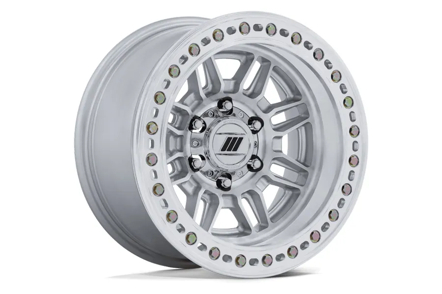 Hoonigan Wheel Pros Equalizer Beadlock Wheel 17X9 5X5 -12mm Offset - Gloss Silver w/Machined Face - JT/JL/JK