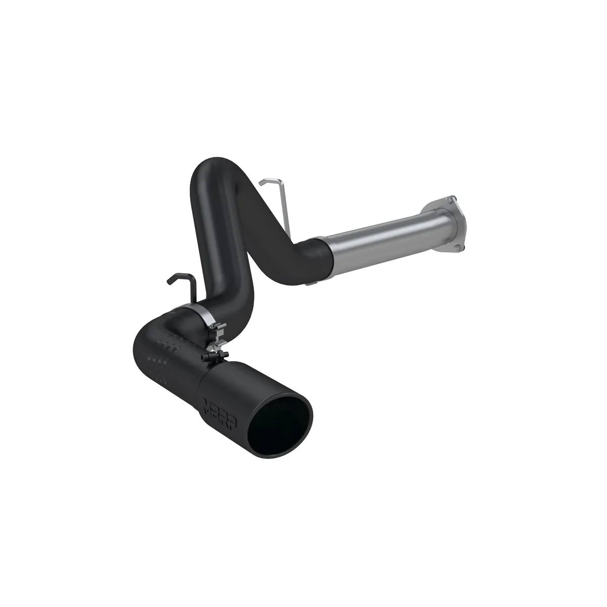 Armor BLK Filter Back Exhaust System; 4 in.; Incl. Ext. Pipe/Over Axle Pipe/Tailpipe/Hardware/5 in. OD Tip; Single Side Exit; Black Coated; product image