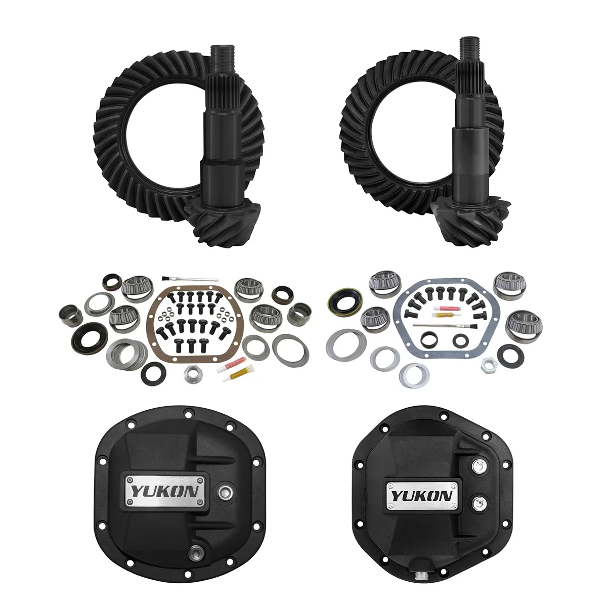 Stage 2 Jeep JK Re-Gear Kit W/Covers For Dana 30/44 4.88 Ratio 24 Spline JK Non-Rubicon D30/D44 Stage 2 Gear Kit Package 4.88 Ratio W/ F&R Covers Yukon Gear product image