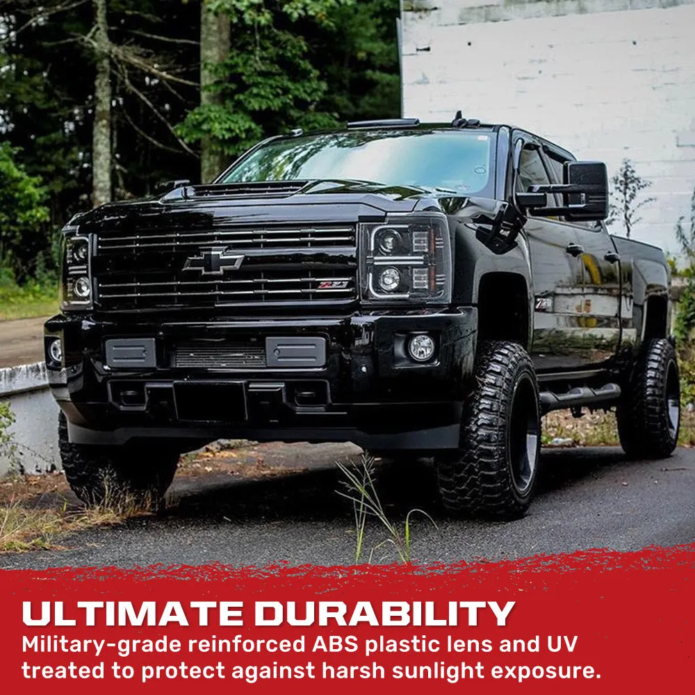 Chevrolet Silverado 25003500 Heavy Duty 14-19 3rd Gen Projector Headlights w Ultra High Power Smooth Oled Halos And product image