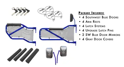 Steinjager Steinjäger Doors Wrangler JK 2007-2018 Trail, Tubular Style Kit, Front and Rear Southwest Blue Doors - Gray Covers