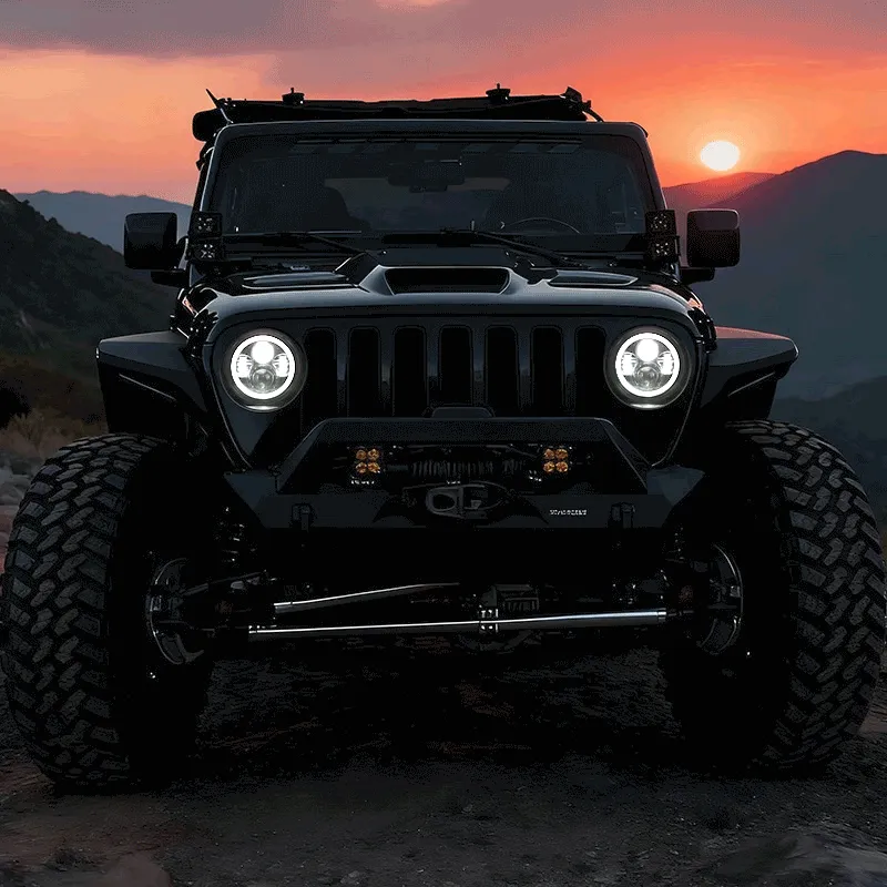Best Seller Jeep Wrangler LED Headlights with Halo DRL & Turn Signals for 1997–2018 JK CJ TJ product image
