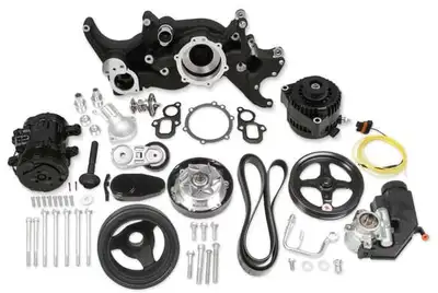Holley lt Midmount Complete Accessory Drive System w Alt P/S A/C Water Pump Belts