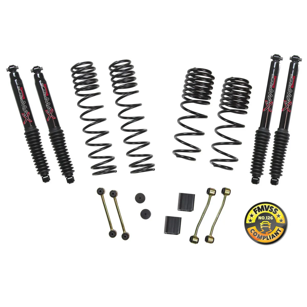 Long Travel Series Suspension Lift Kit w/Shocks 2-2.5 Inch Lift 18-19 Jeep Wrangler Rubicon Incl. Long Travel Coil Springs Extended Sway Bar Links Bump Stop Extensions Long Travel Black Max Shocks Skyjacker product image