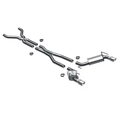 MagnaFlow Exhaust Products 2010-11 Chevrolet Camarogas 6.2 5 x 8 x 14 In. Dual Mufflers 3in. System Competition Series Dual 4 In. Polished Tips Dual Split Rear Exit Contain s X-Pipe
