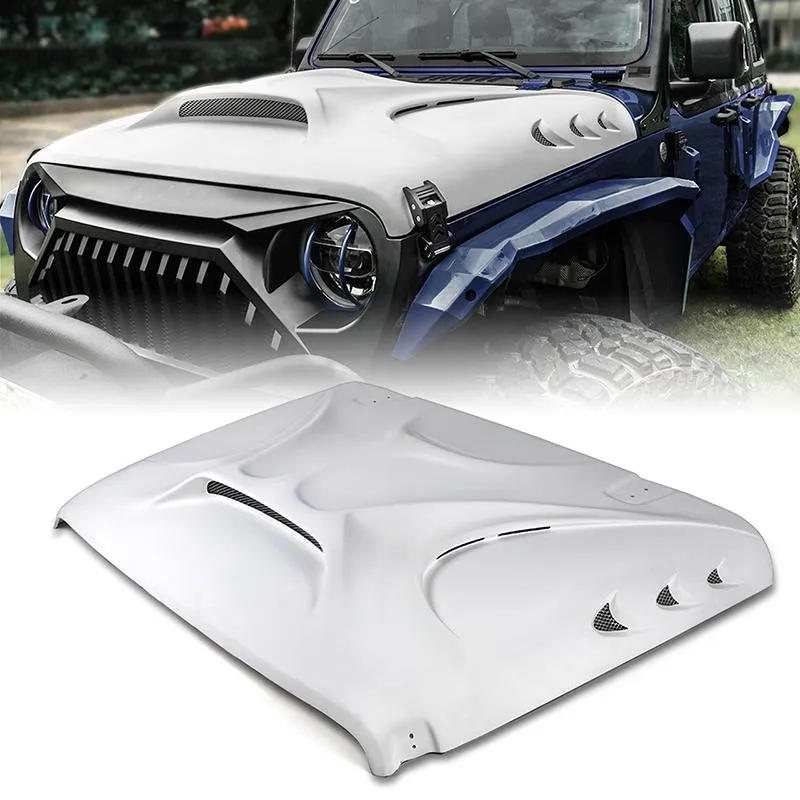 LED Factory Mart Jeep White Color Fiber Glass Hood with Vent for JL & JT | Beast Monster