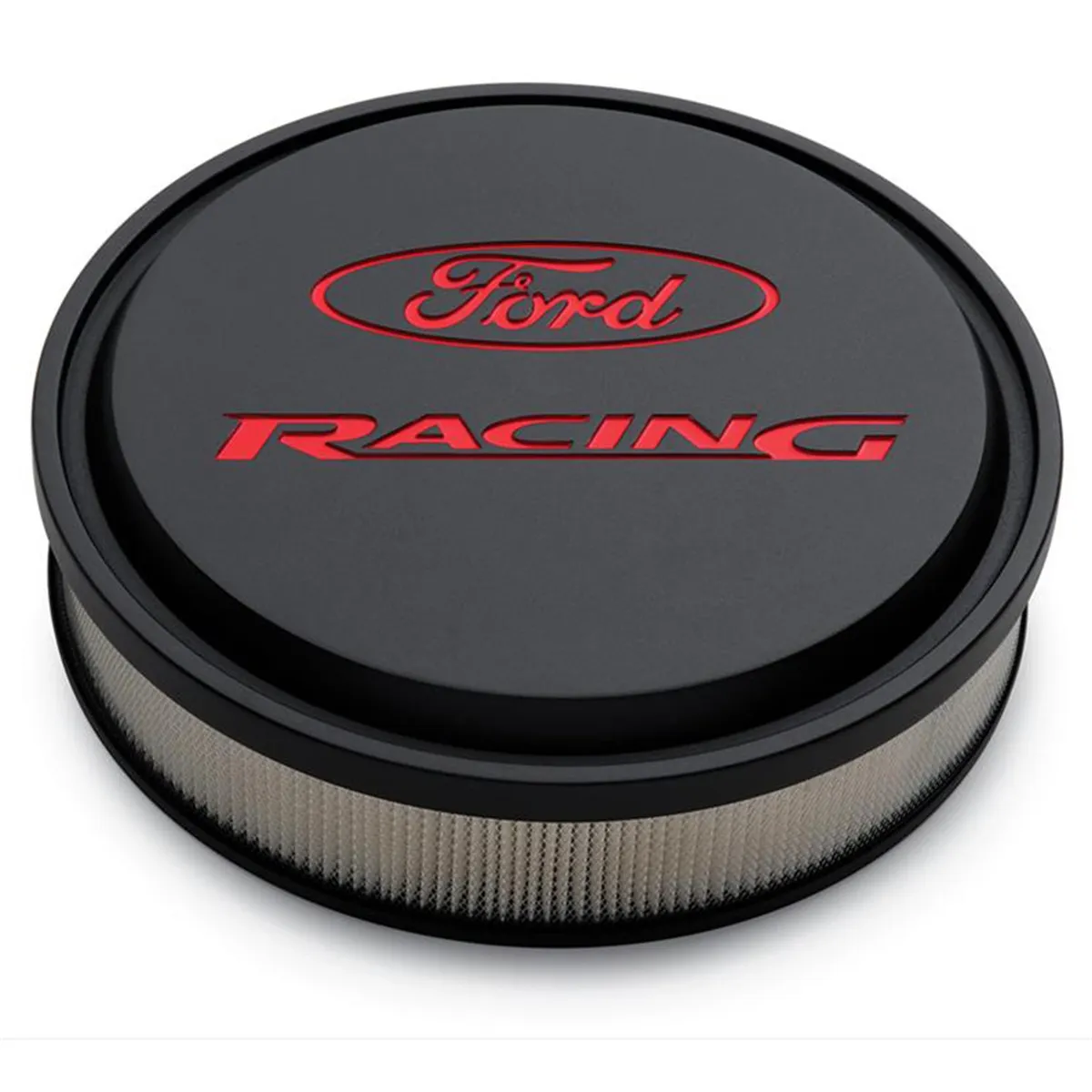 Slant-Edge Alunimum Air Cleaner Kit Black Crinkle Recessed Red Emblems 13 Inch Ford Racing product image