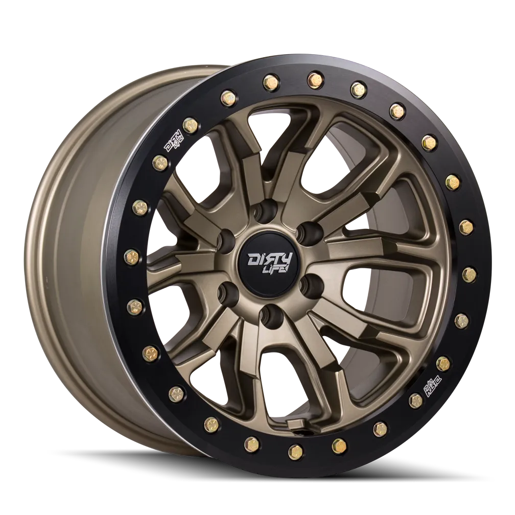 Dirty Life Race Wheels DT-1 9303 Satin Gold W/Simulated Beadlock Ring 17X9 5-127 -38Mm 78.1Mm product image
