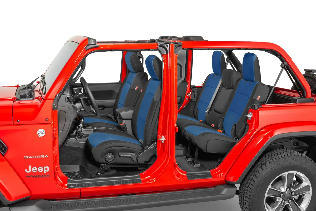 Jeep Wrangler Neoprene Seat Covers for 18-20 Jeep Wrangler JL Unlimited 4-Door w/Leather Interior Blue Diver Down product image