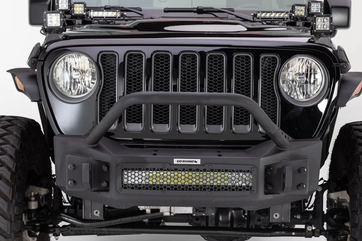 Go Rhino 331101T - Rockline Front Stubby Bumper W/ Overrider - Textured Black product image