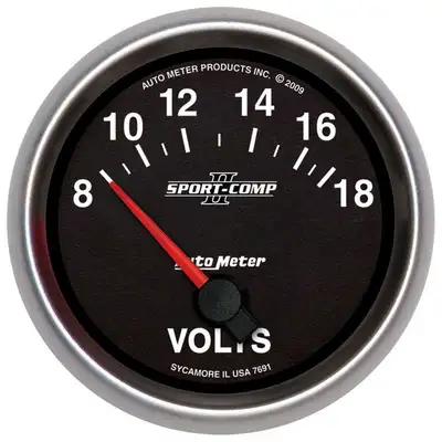 AutoMeter Gauge, Voltmeter, 2 5/8", 18V, Electric, Sport-Comp II