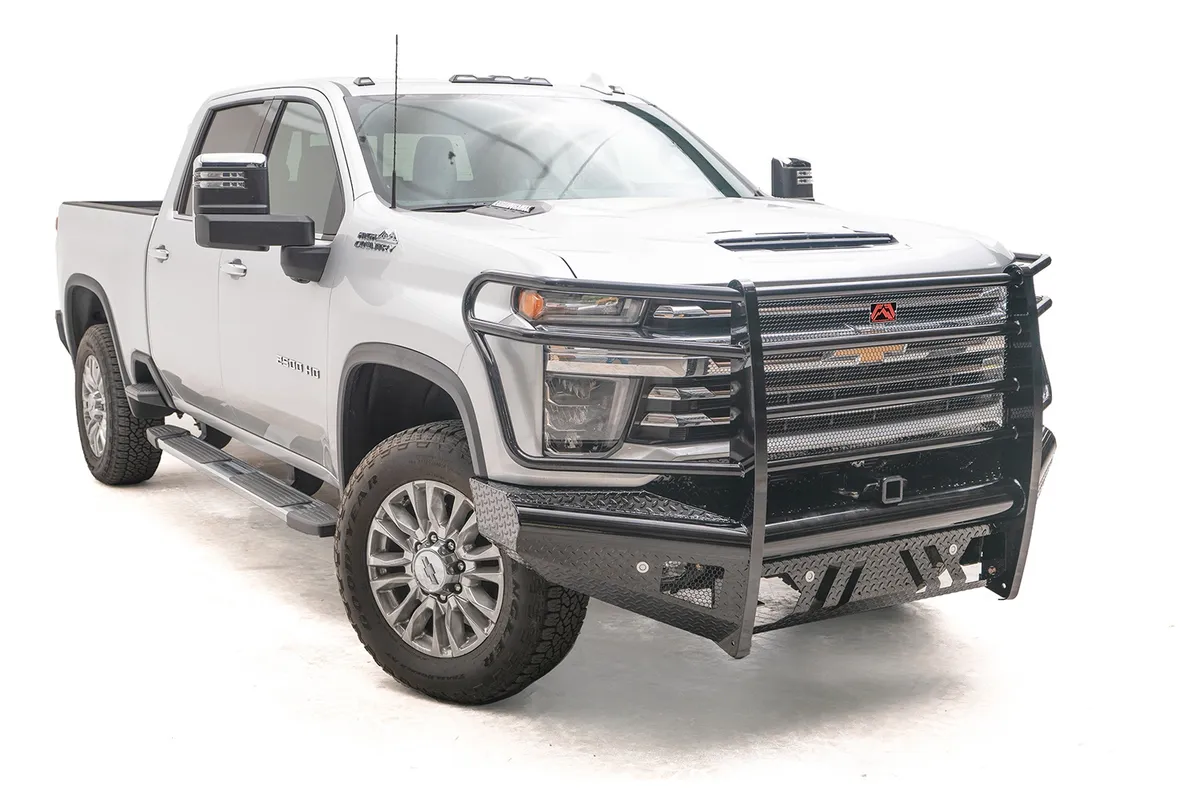 Black Steel Front Ranch Bumper; w/Full Guard And Tow Hooks; Steel; Black; product image